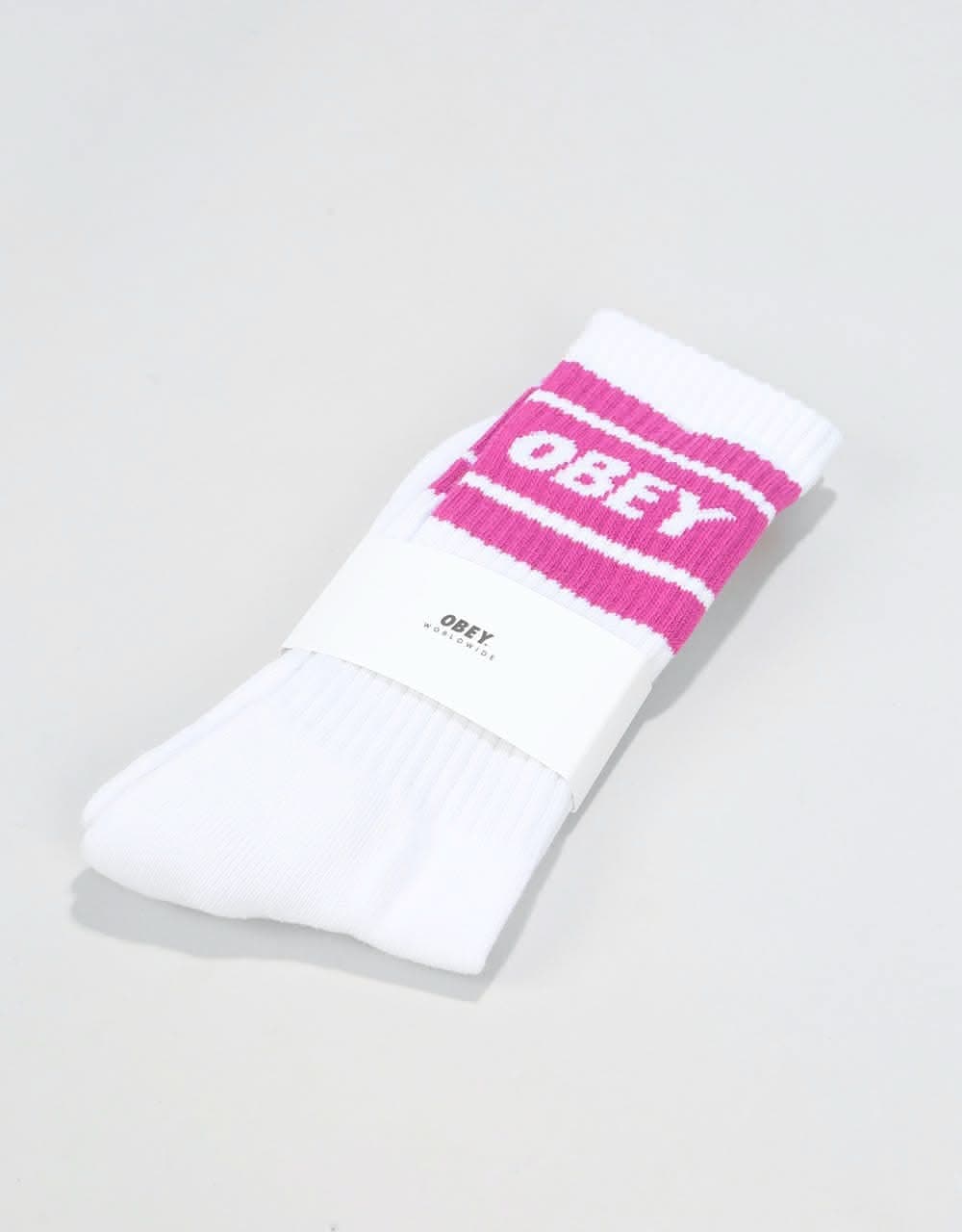 Obey Cooper II Socks - White / Fuschia