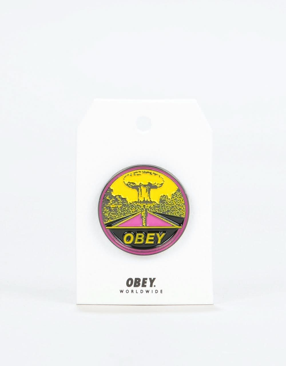 Obey Mushroom Cloud Pin - Magenta / Yellow Multi