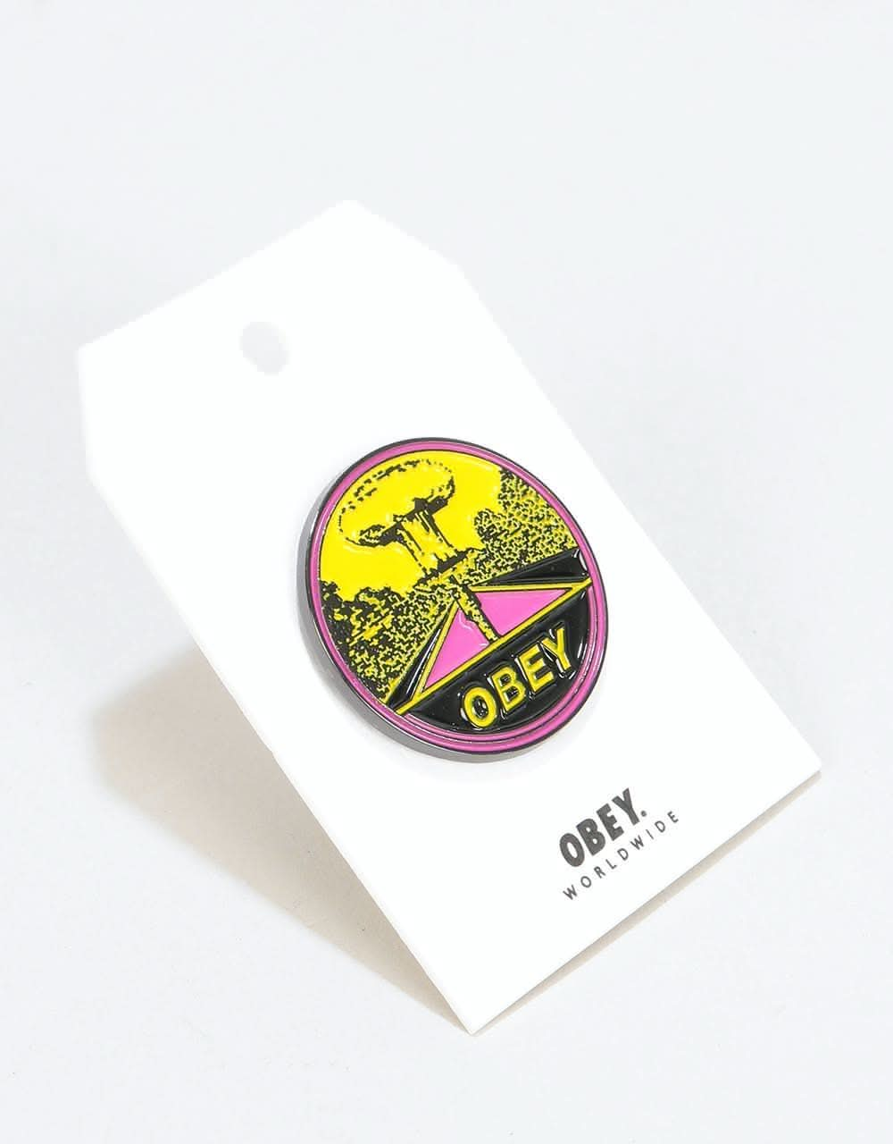 Obey Mushroom Cloud Pin - Magenta / Yellow Multi