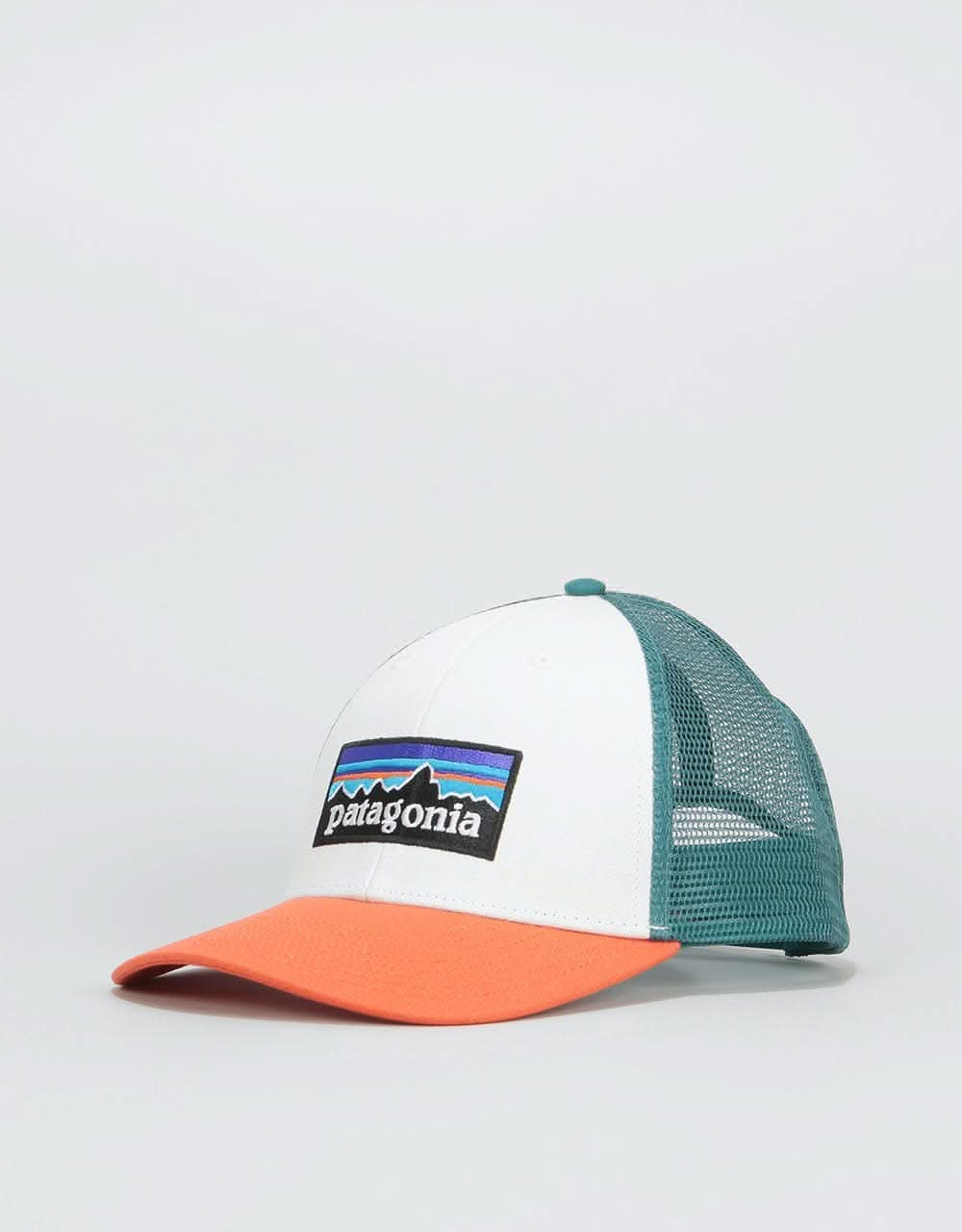 Patagonia P-6 Logo LoPro Trucker Cap - White/Sunset Orange