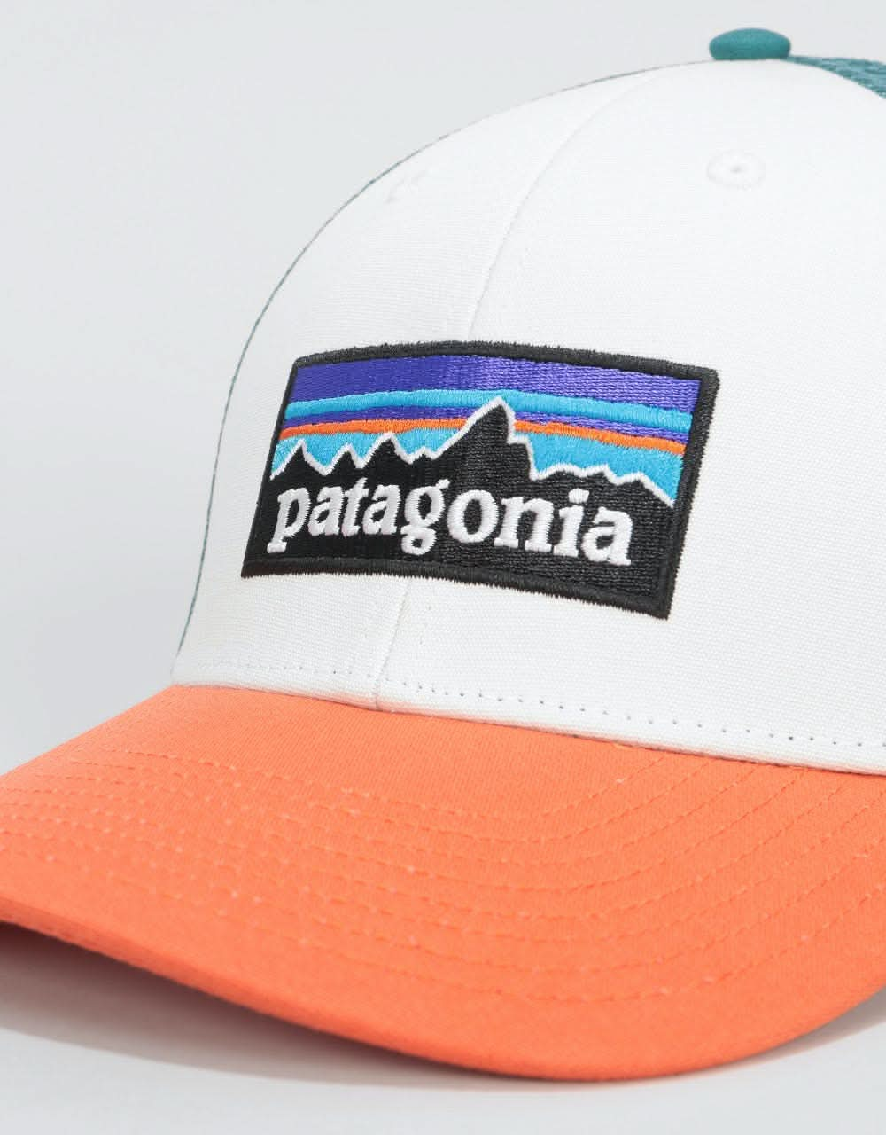 Patagonia P-6 Logo LoPro Trucker Cap - White/Sunset Orange