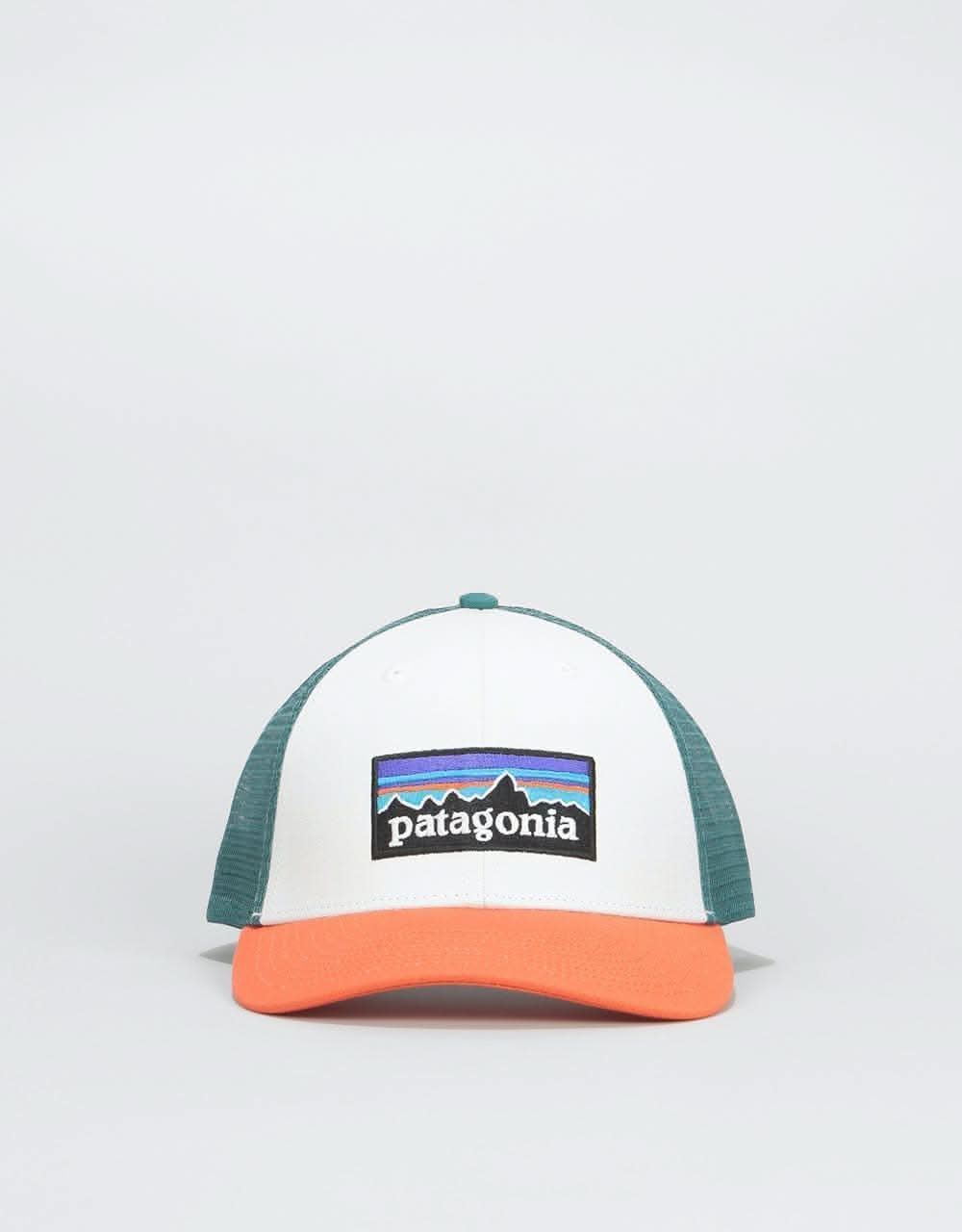 Patagonia P-6 Logo LoPro Trucker Cap - White/Sunset Orange