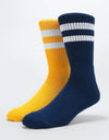 Route One Classic Crew Socks 2 Pack - Mustard/Navy