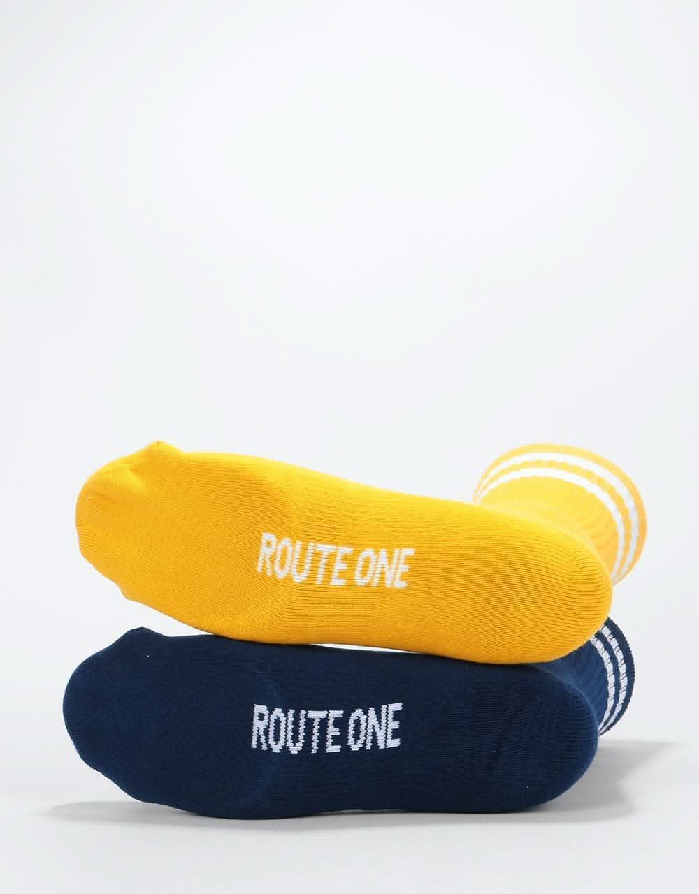 Route One Classic Crew Socks 2 Pack - Mustard/Navy