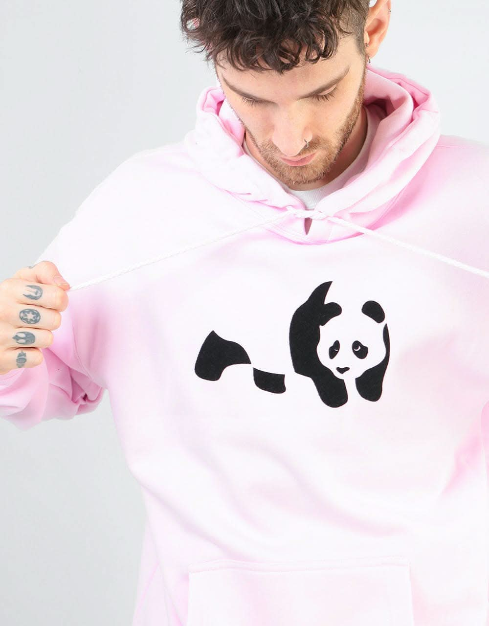 Enjoi Panda Flocking Pullover Hoodie - Light Pink