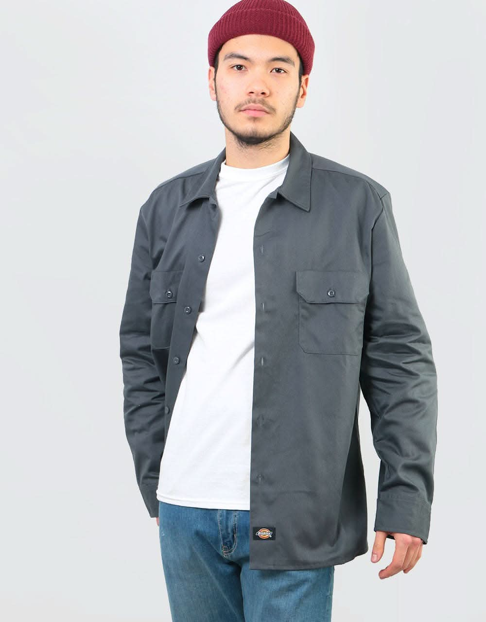 Dickies L/S Slim Shirt - Charcoal Grey