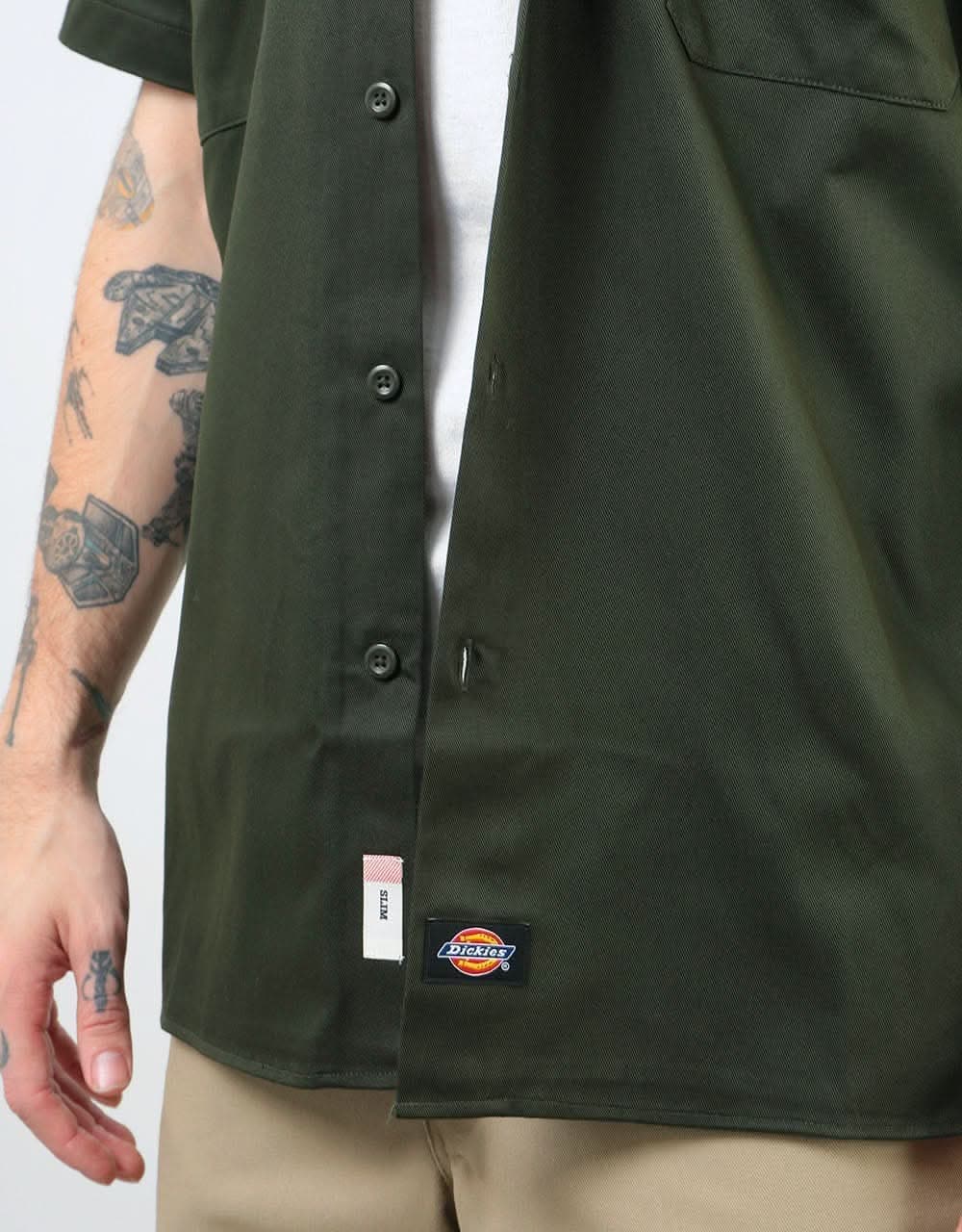 Dickies Short Sleeve Slim Shirt - Olive Green