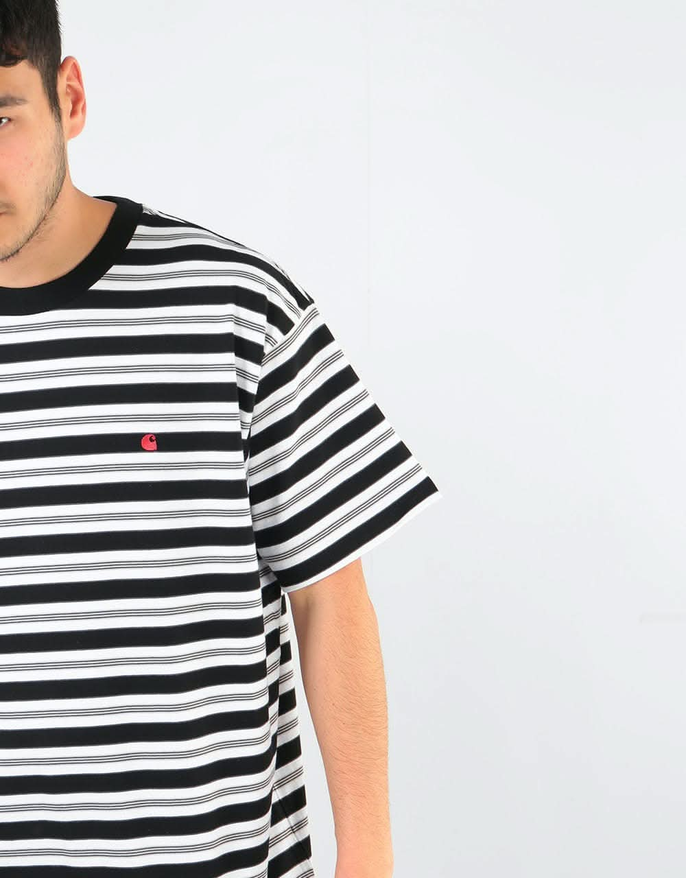 Carhartt WIP S/S Huron Stripe T-Shirt - Black/Cardinal