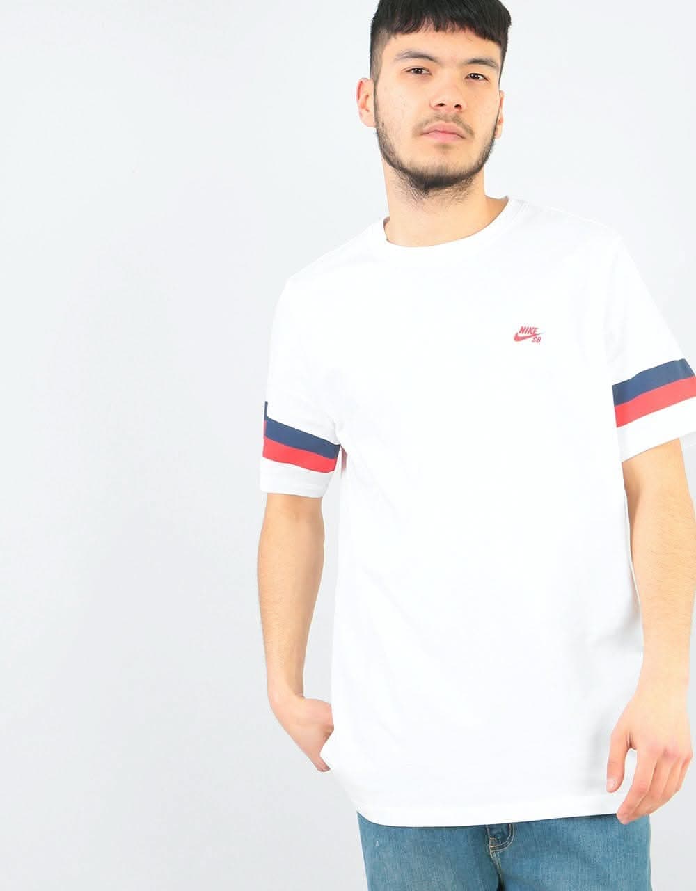 Nike SB Sleeve Stripe T-Shirt - White/University Red