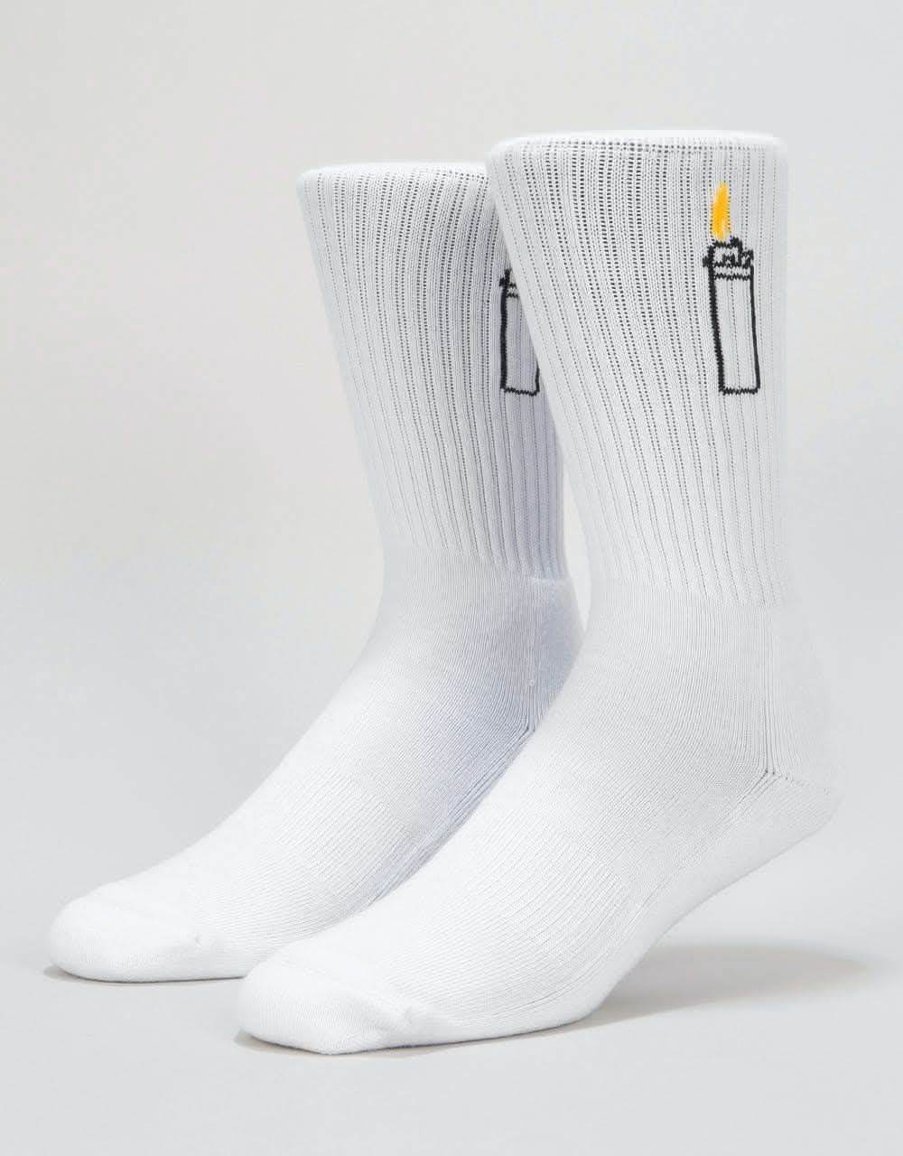 Route One Flames Crew Socks - White