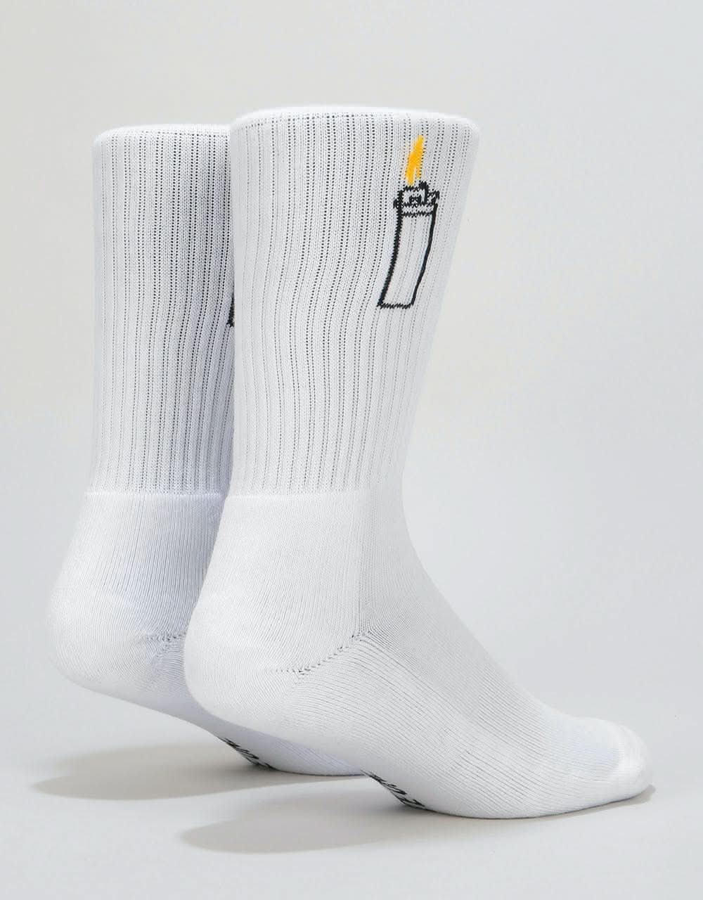 Route One Flames Crew Socks - White