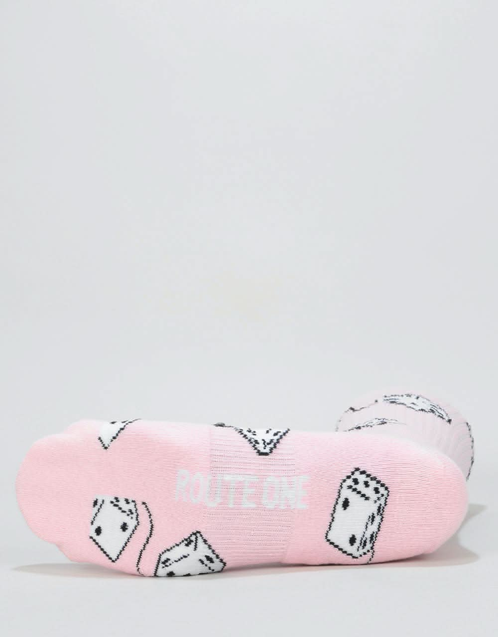 Route One Fluffy Dice Crew Socks - Light Pink