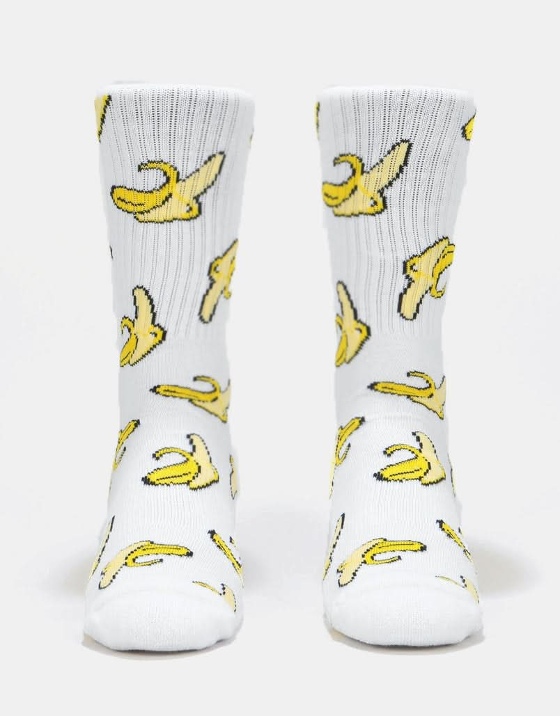 Route One Yellow Fatty Bean Crew Socks - White