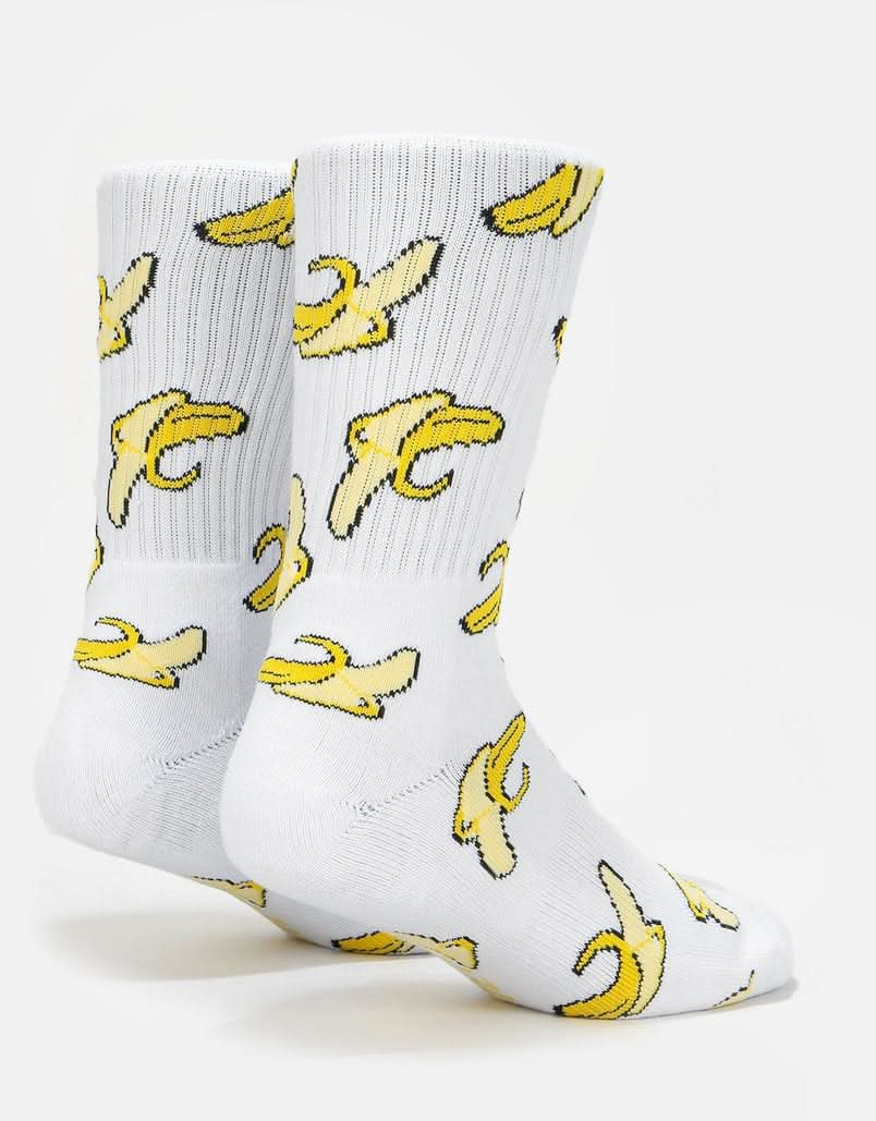 Route One Yellow Fatty Bean Crew Socks - White