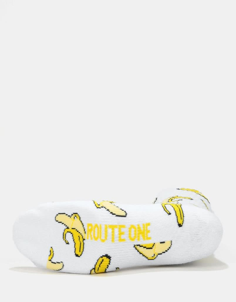 Route One Yellow Fatty Bean Crew Socks - White