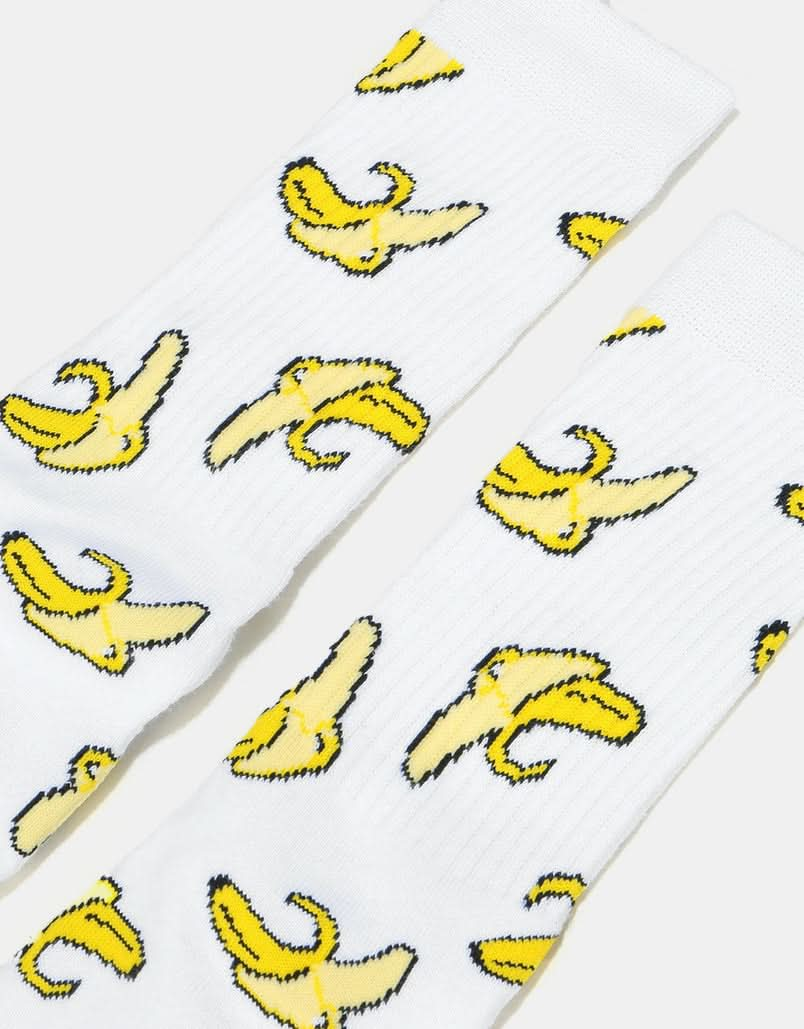 Route One Yellow Fatty Bean Crew Socks - White