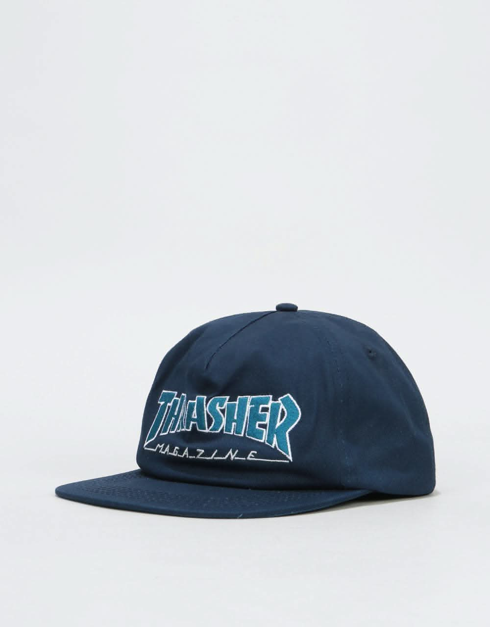 Thrasher Outlined Snapback Cap - Navy/Gray