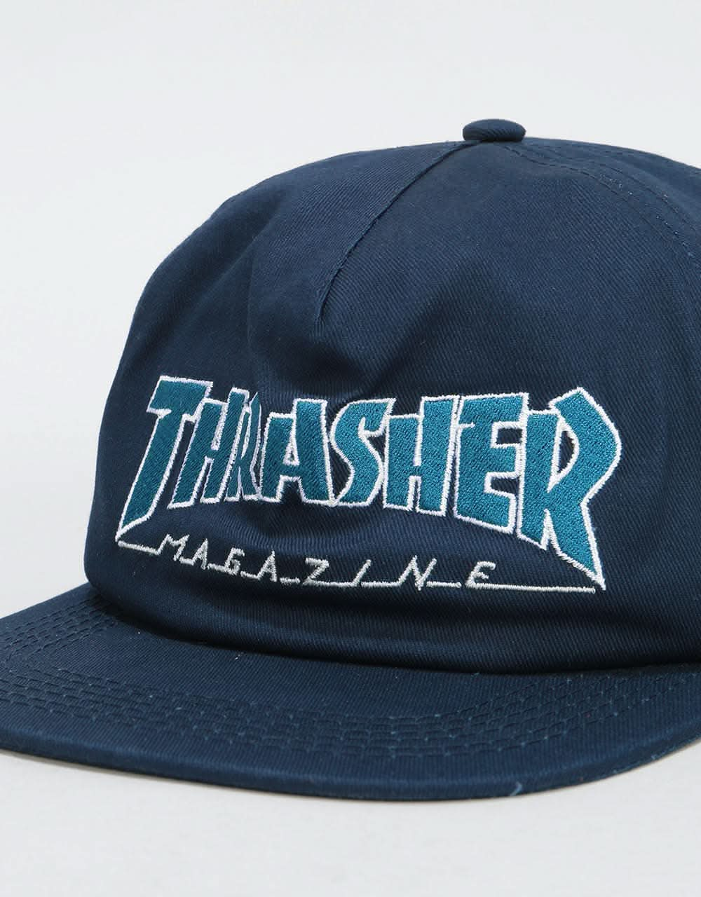 Thrasher Outlined Snapback Cap - Navy/Gray