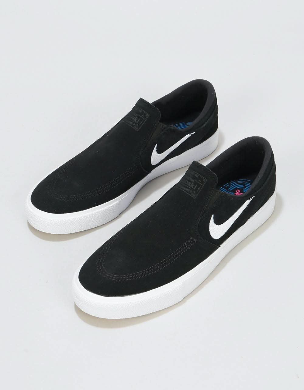 Nike SB Zoom Janoski Slip RM Skate Shoes - Black/White-White