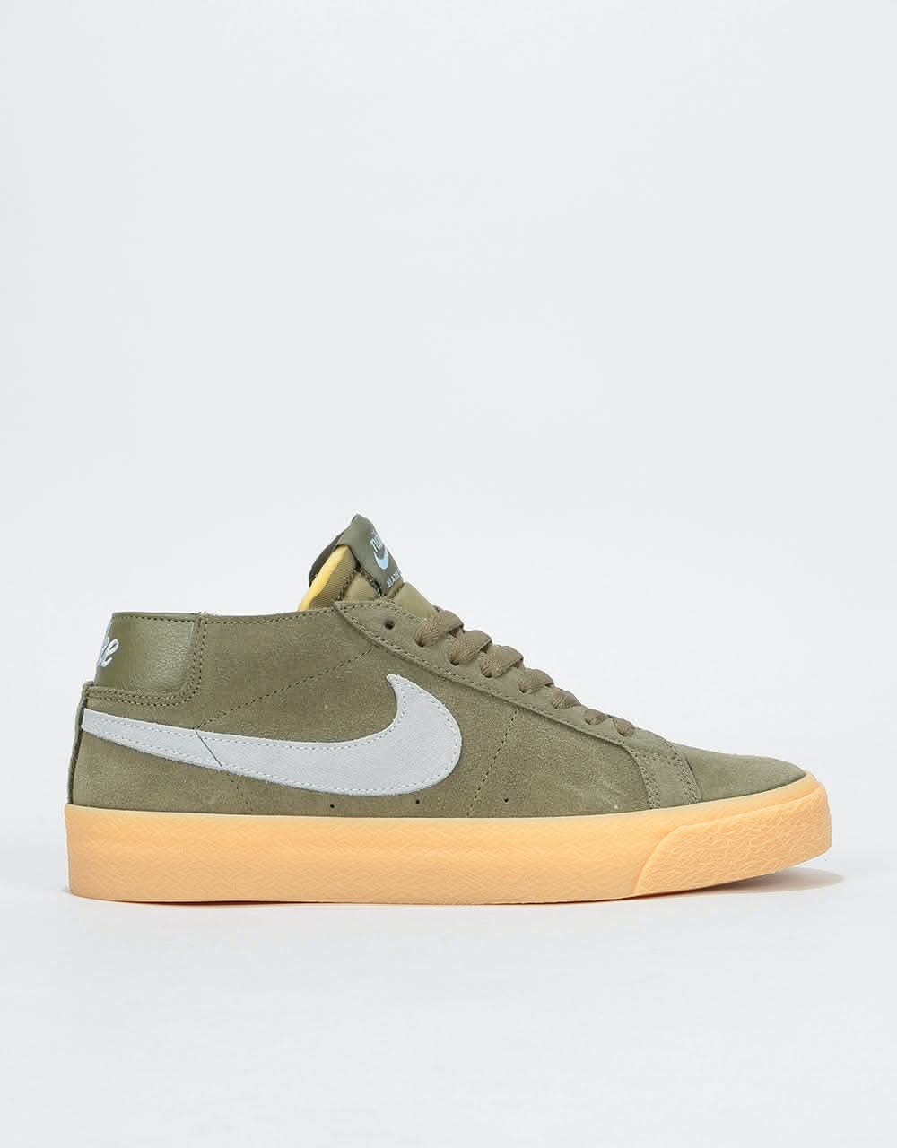 Nike SB Zoom Blazer Chukka Skate Shoes - Medium Olive/Lt Armory Blue