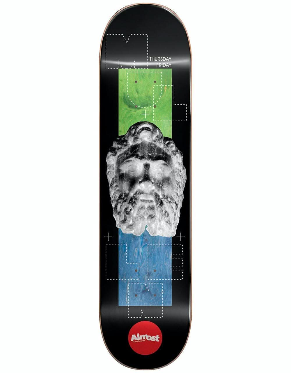 Almost Mullen Stone Head Invert Impact Light Skateboard Deck - 8.25"