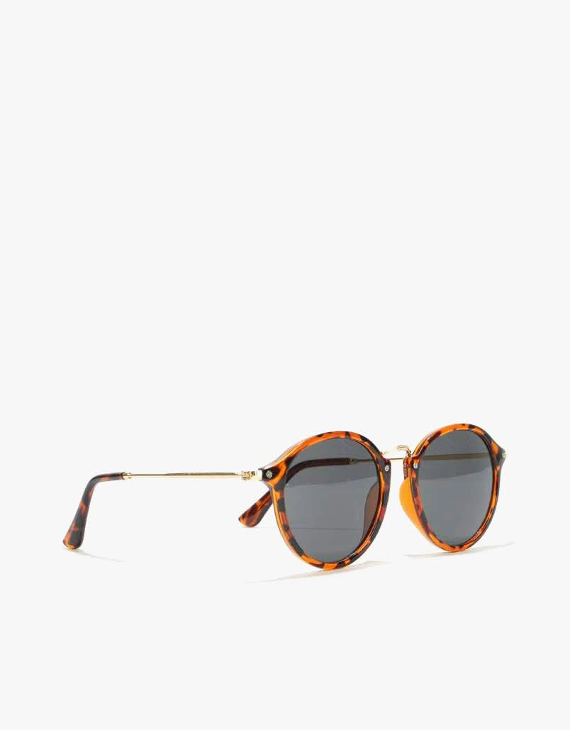 Route One Oversize Round Sunglasses - Tortoise/Gold