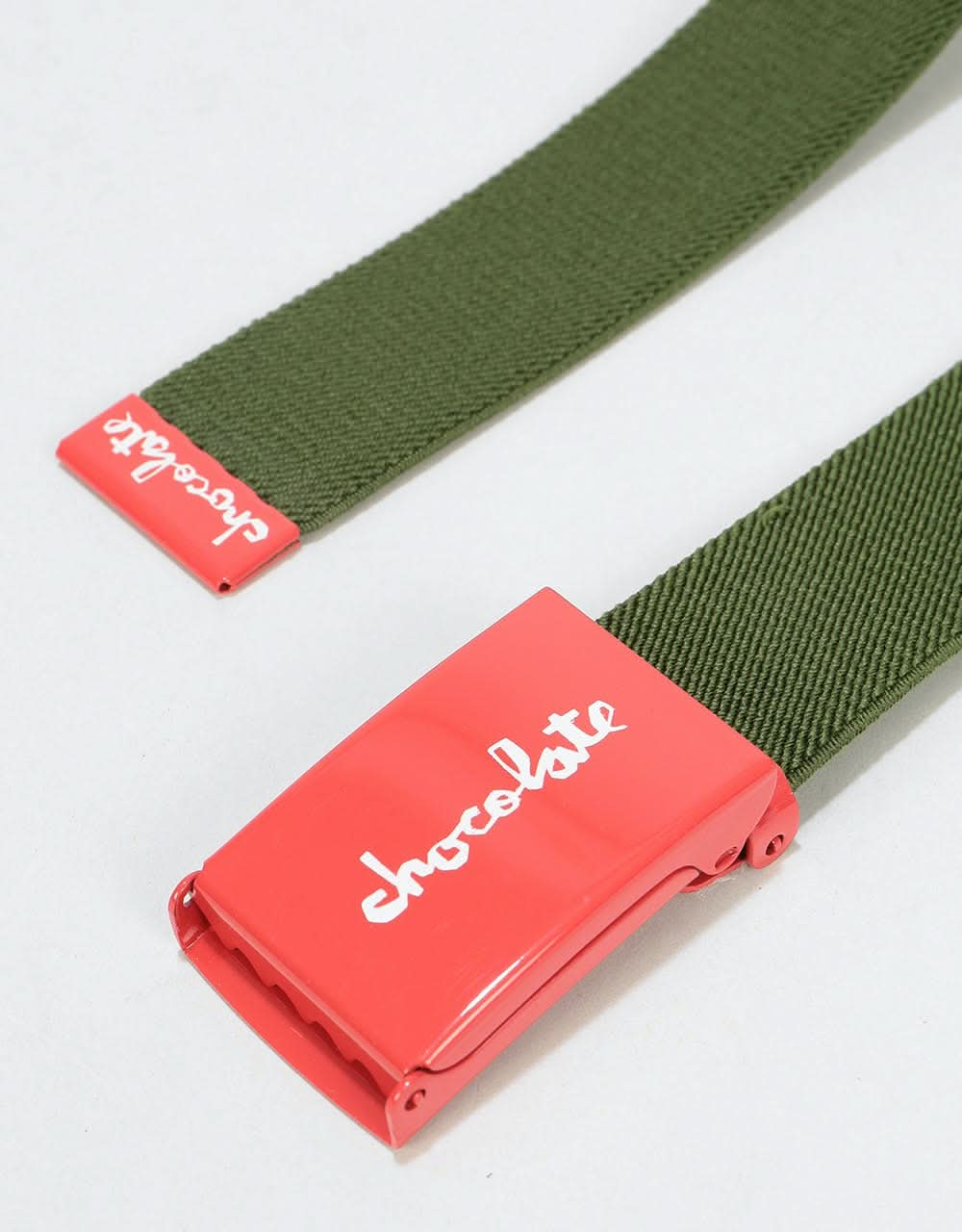 Chocolate Red Square Stretch Web Belt - Green