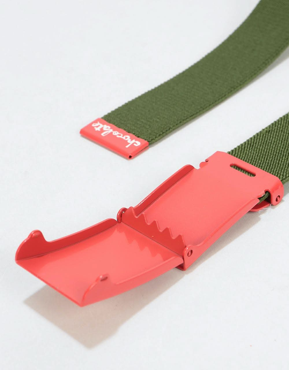 Chocolate Red Square Stretch Web Belt - Green