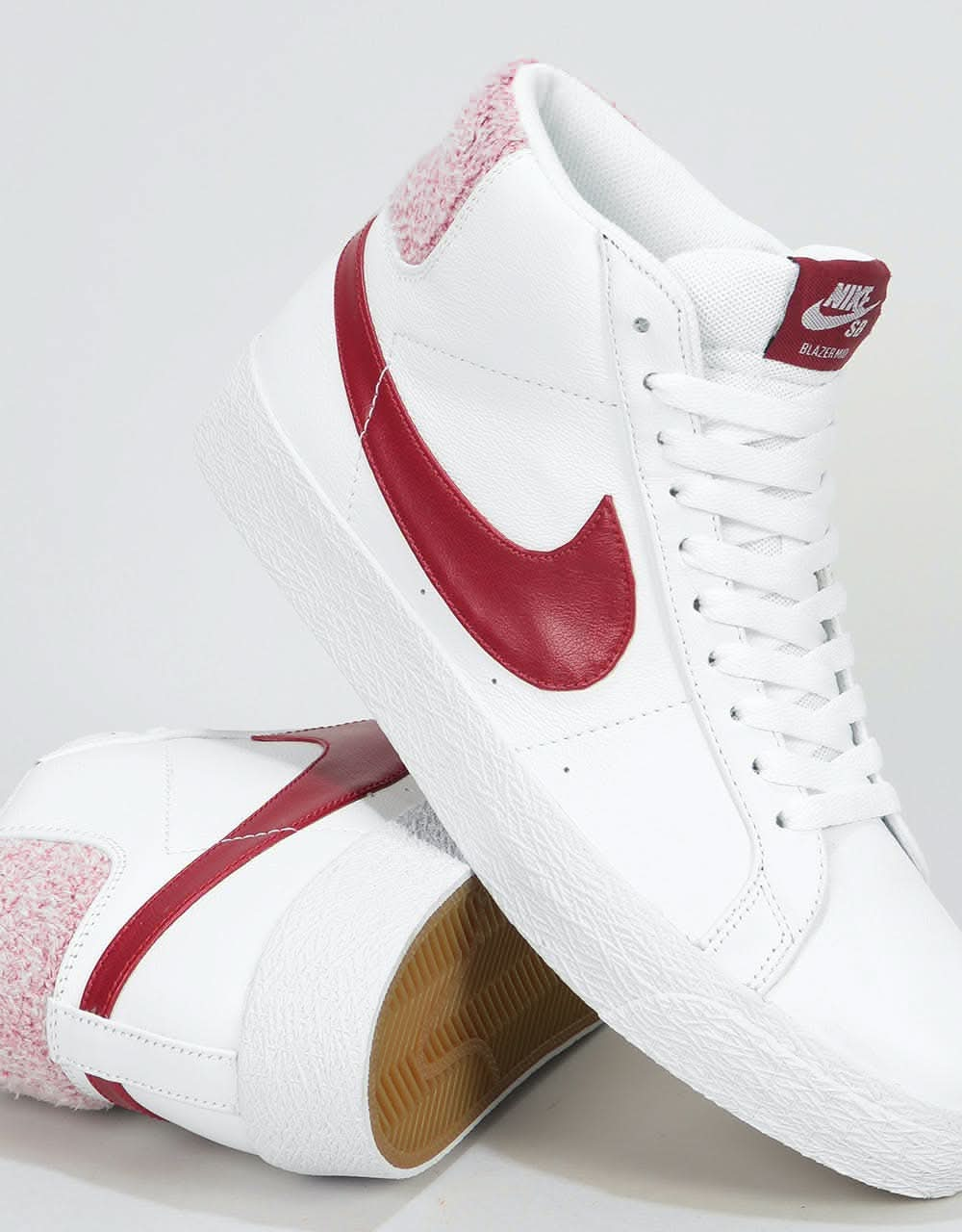 Nike SB Zoom Blazer Mid Premium Skate Shoes - White/Team Red