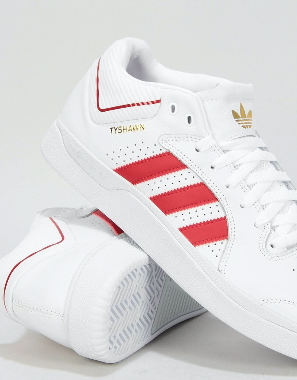 Adidas Tyshawn Skate Shoes - White/Scarlet/White