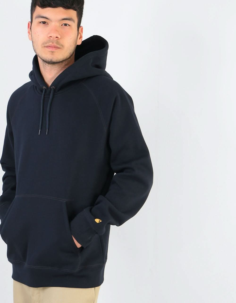 Carhartt WIP Hooded Chase Sweatshirt - Dark Navy/Gold