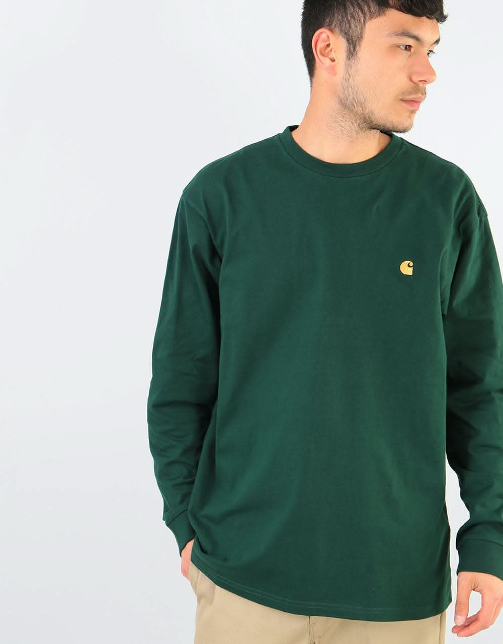 Carhartt WIP L/S Chase T-Shirt - Bottle Green/Gold