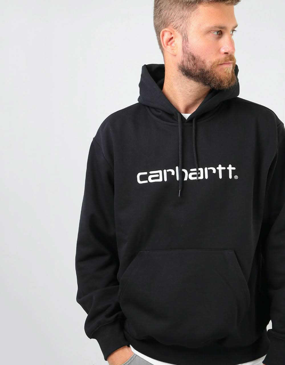 Carhartt WIP Hooded Sweatshirt - Black / White