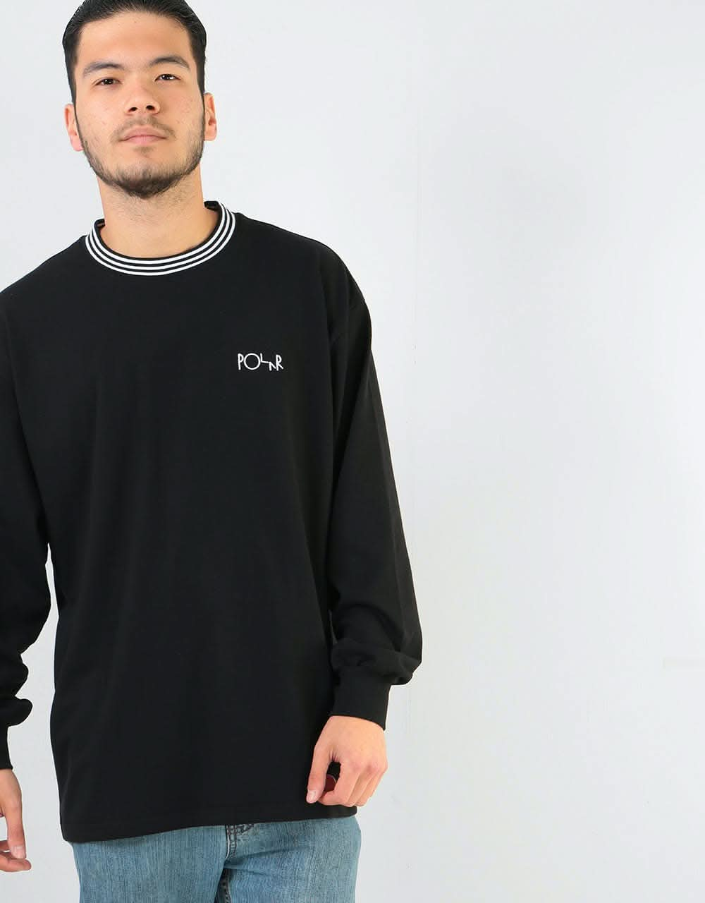 Polar Striped Rib L/S T-Shirt - Black