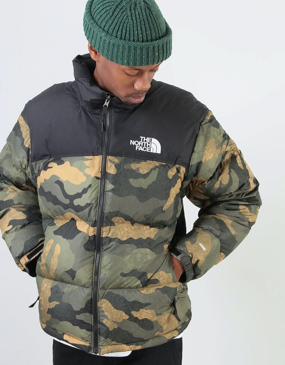 The North Face 1996 Retro Nuptse Jacket - Burnt Olive Green Waxed Camo