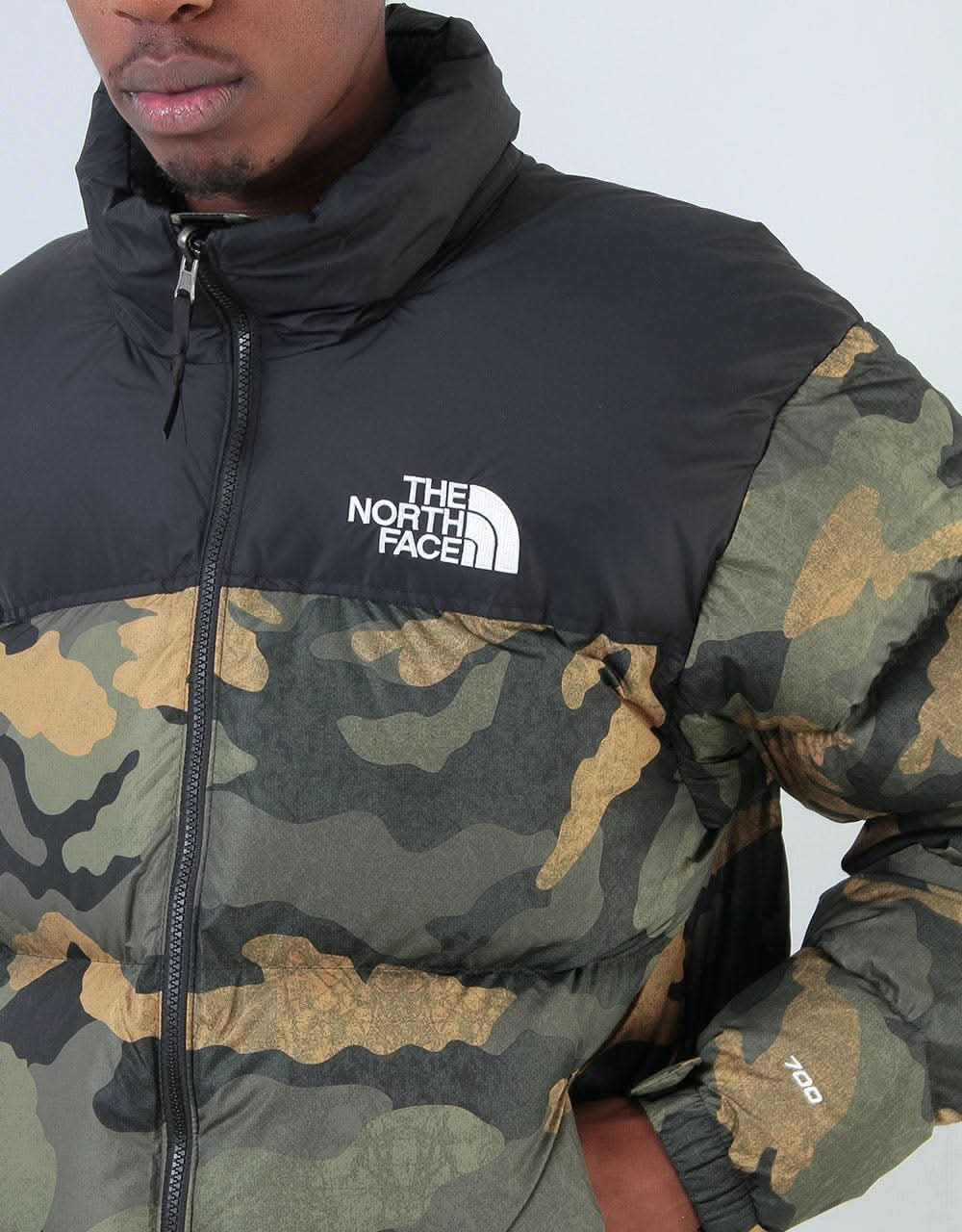 The North Face 1996 Retro Nuptse Jacket - Burnt Olive Green Waxed Camo