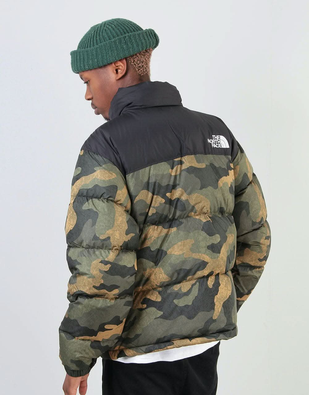 The North Face 1996 Retro Nuptse Jacket - Burnt Olive Green Waxed Camo