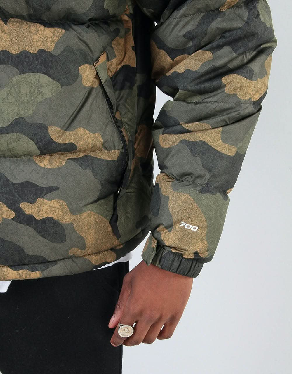 The North Face 1996 Retro Nuptse Jacket - Burnt Olive Green Waxed Camo