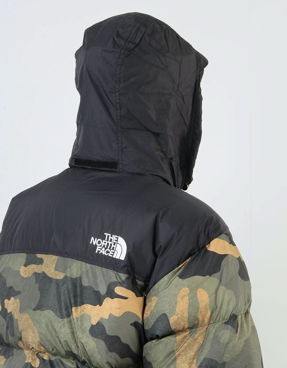 The North Face 1996 Retro Nuptse Jacket - Burnt Olive Green Waxed Camo