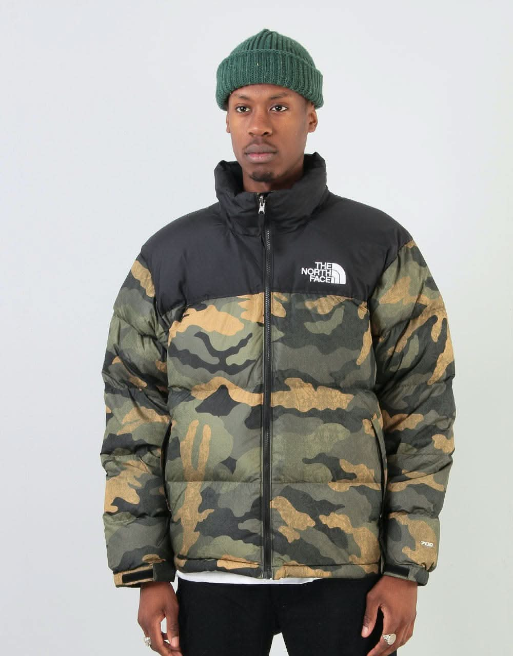 The North Face 1996 Retro Nuptse Jacket - Burnt Olive Green Waxed Camo