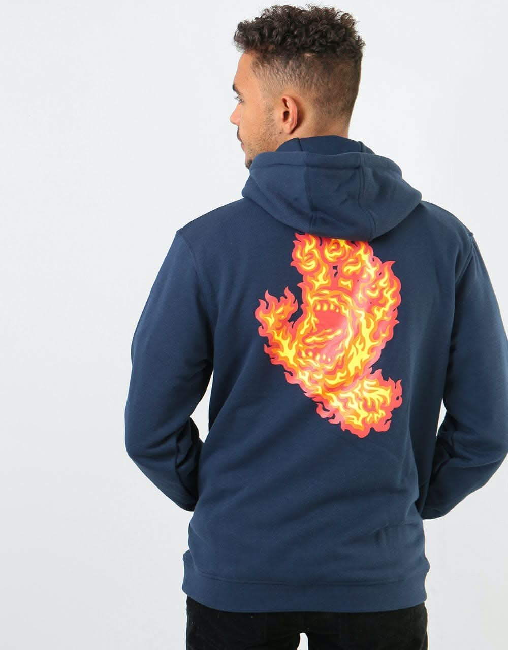 Santa Cruz Flame Hand Pullover Hoodie - Dark Navy