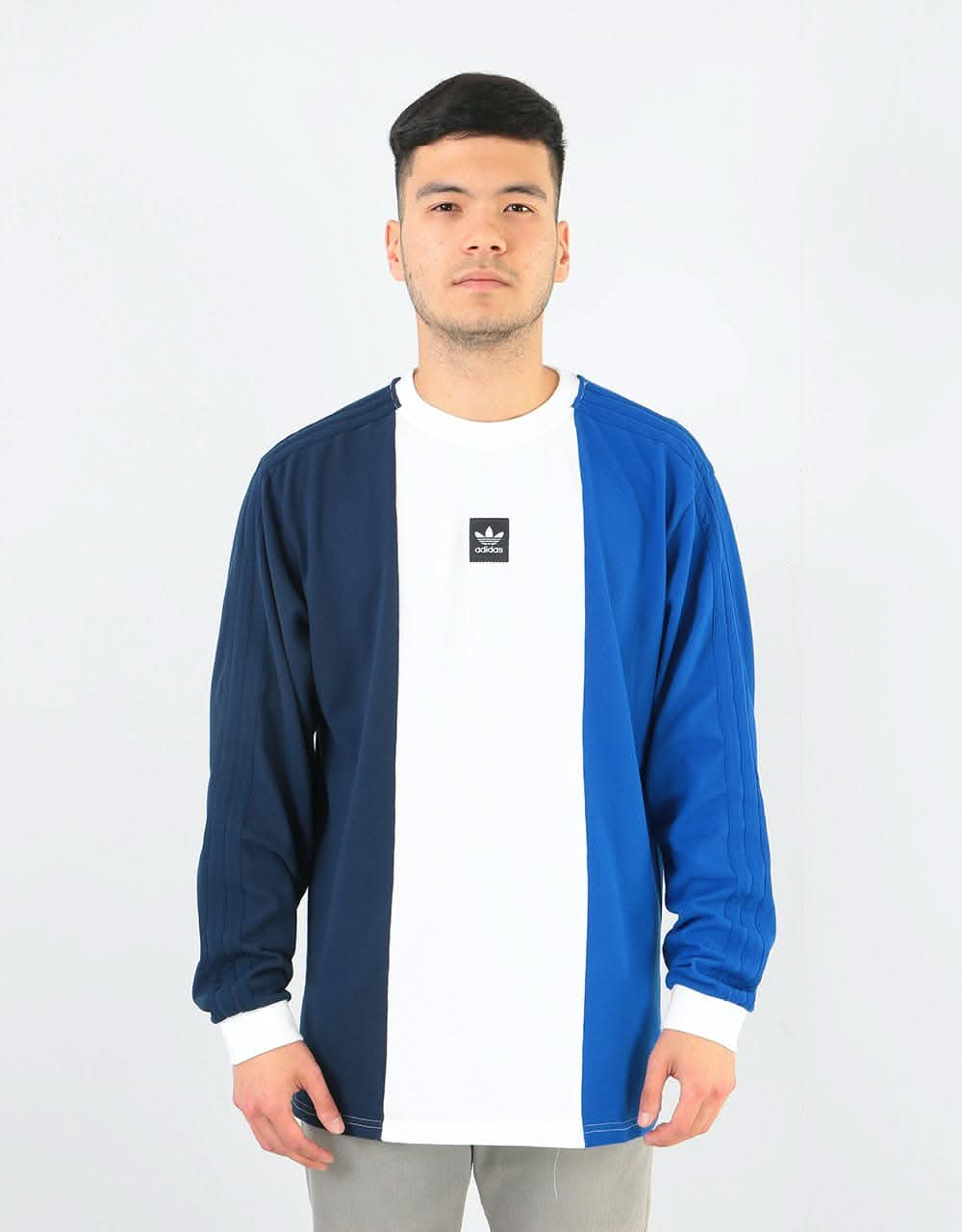 Adidas Tri-Part L/S T-Shirt - Collegiate Navy/White/Collegiate Royal