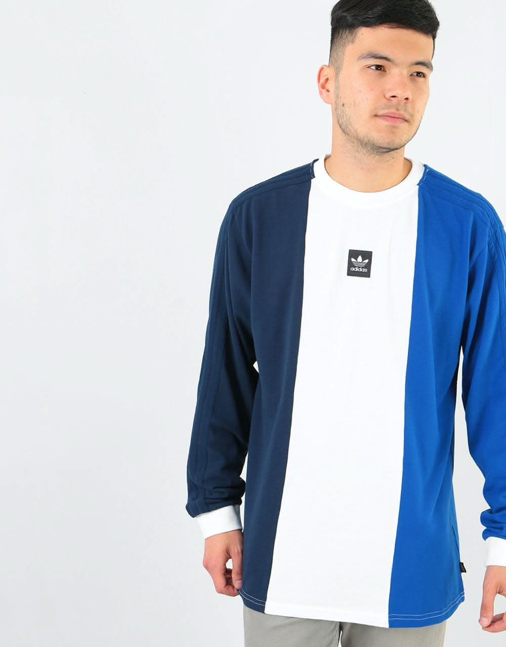 Adidas Tri-Part L/S T-Shirt - Collegiate Navy/White/Collegiate Royal