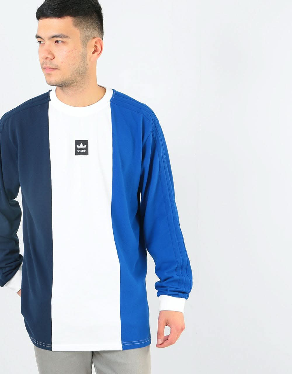 Adidas Tri-Part L/S T-Shirt - Collegiate Navy/White/Collegiate Royal