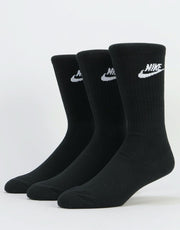 Nike SB Essential Crew Socks 3 Pack - Black/White