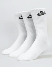 Nike SB Essential Crew Socks 3 Pack - White/Black