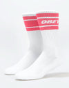 Obey Cooper II Socks - White/Coral Pink