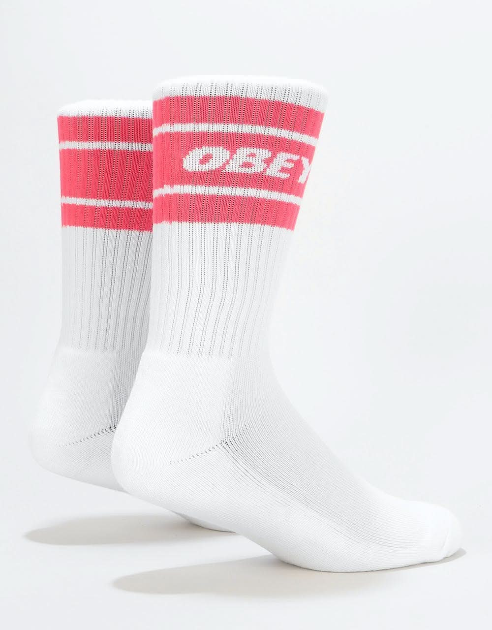 Obey Cooper II Socks - White/Coral Pink