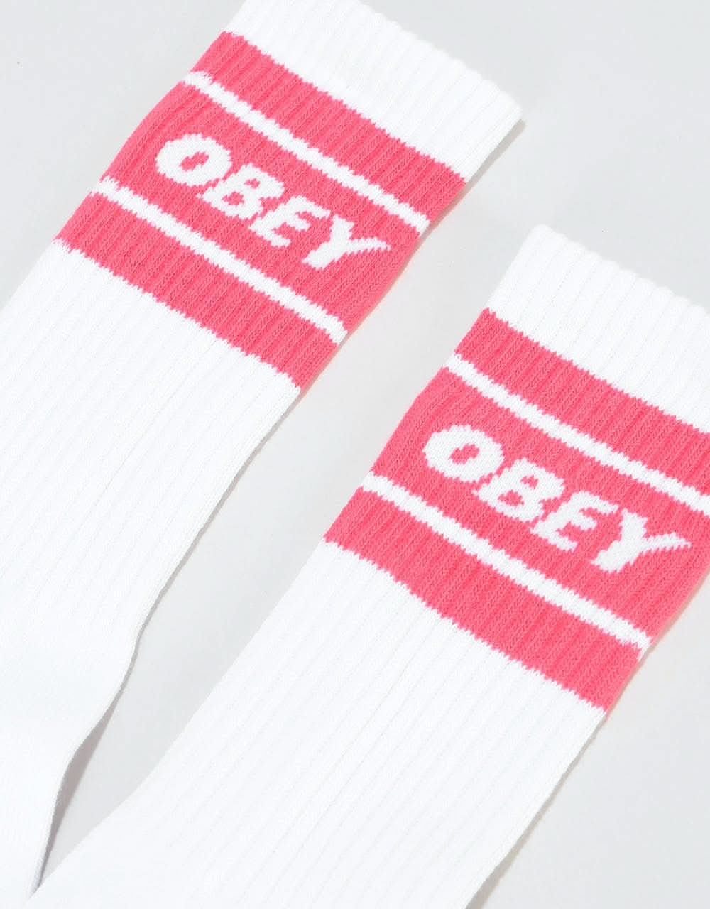 Obey Cooper II Socks - White/Coral Pink