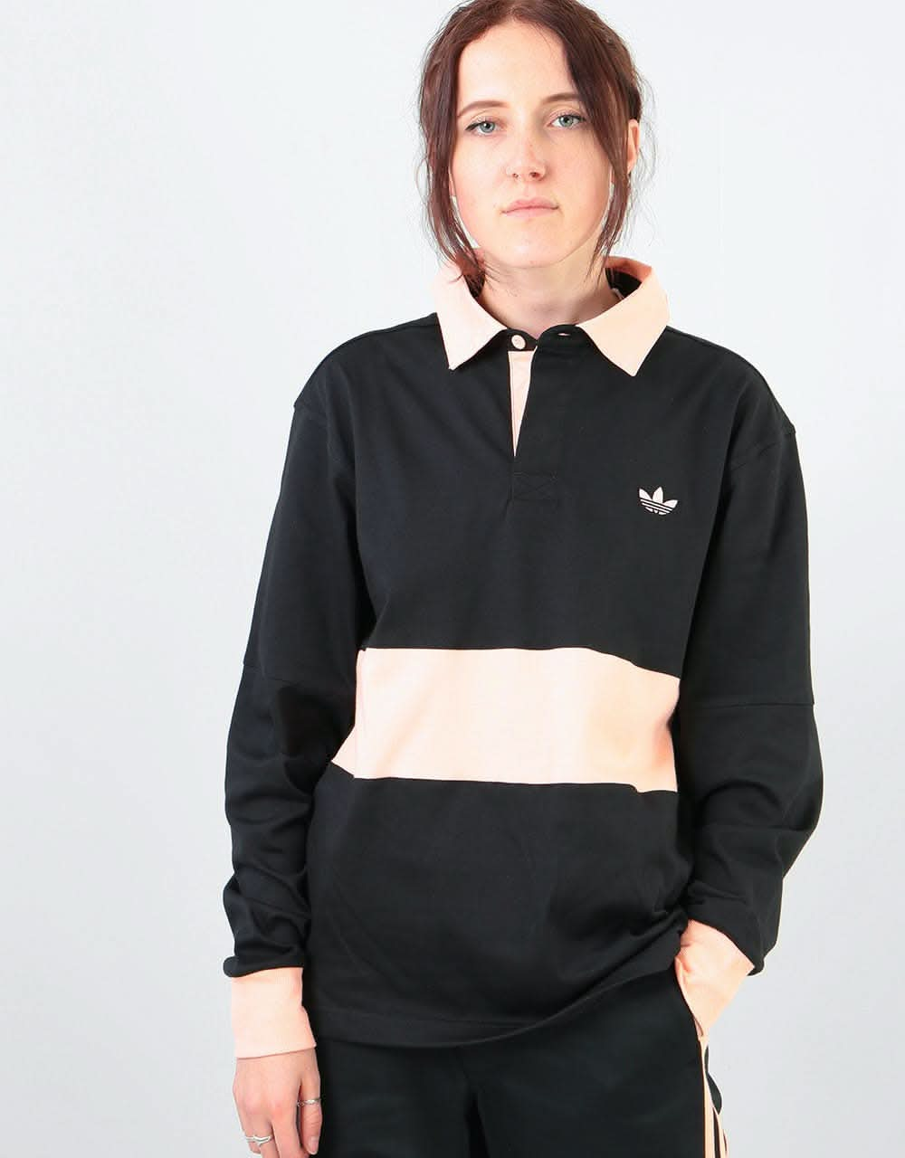 Adidas Nora L/S Polo Shirt - Black/Glow Pink